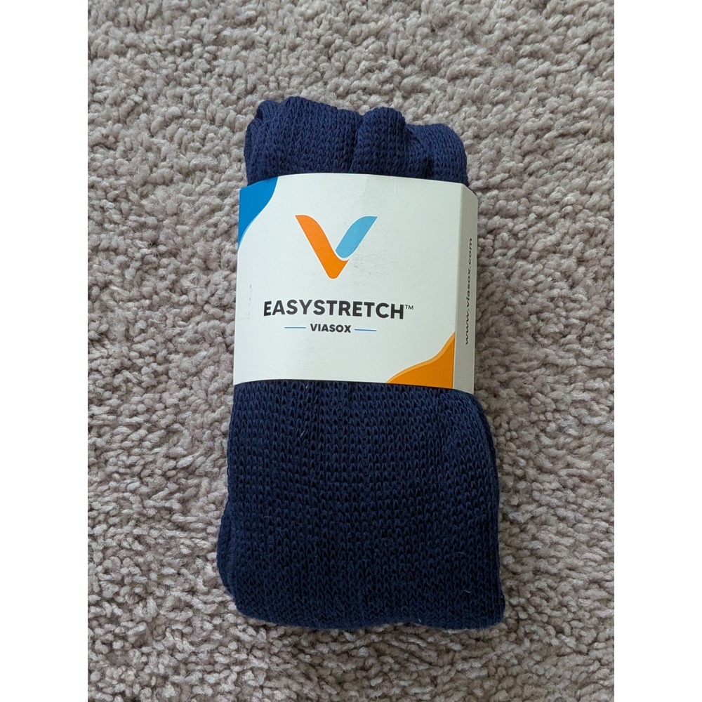 Viasox Easystretch Socks Navy Blue S/M Mens 6-8 Womens 5-9 Knee High NWT